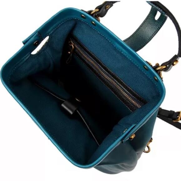 NWT MSRP$420 OLD TREND Women's Genuine Leather Pamela Backpack Shoulder Bag Teal - Picture 4 of 7